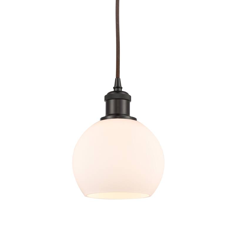 Innovations Lighting 516-1P-10-6 Athens Pendant Athens 6" Wide Mini - Oil Rubbed Bronze / Matte White
