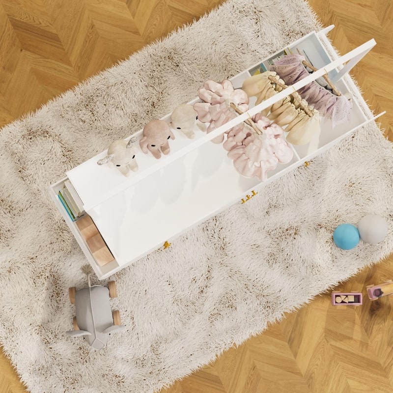 White Dressing Table Dresser Clothing Storage Cabinet Organizer for Bedroom, Wardrobe Armoire Closet