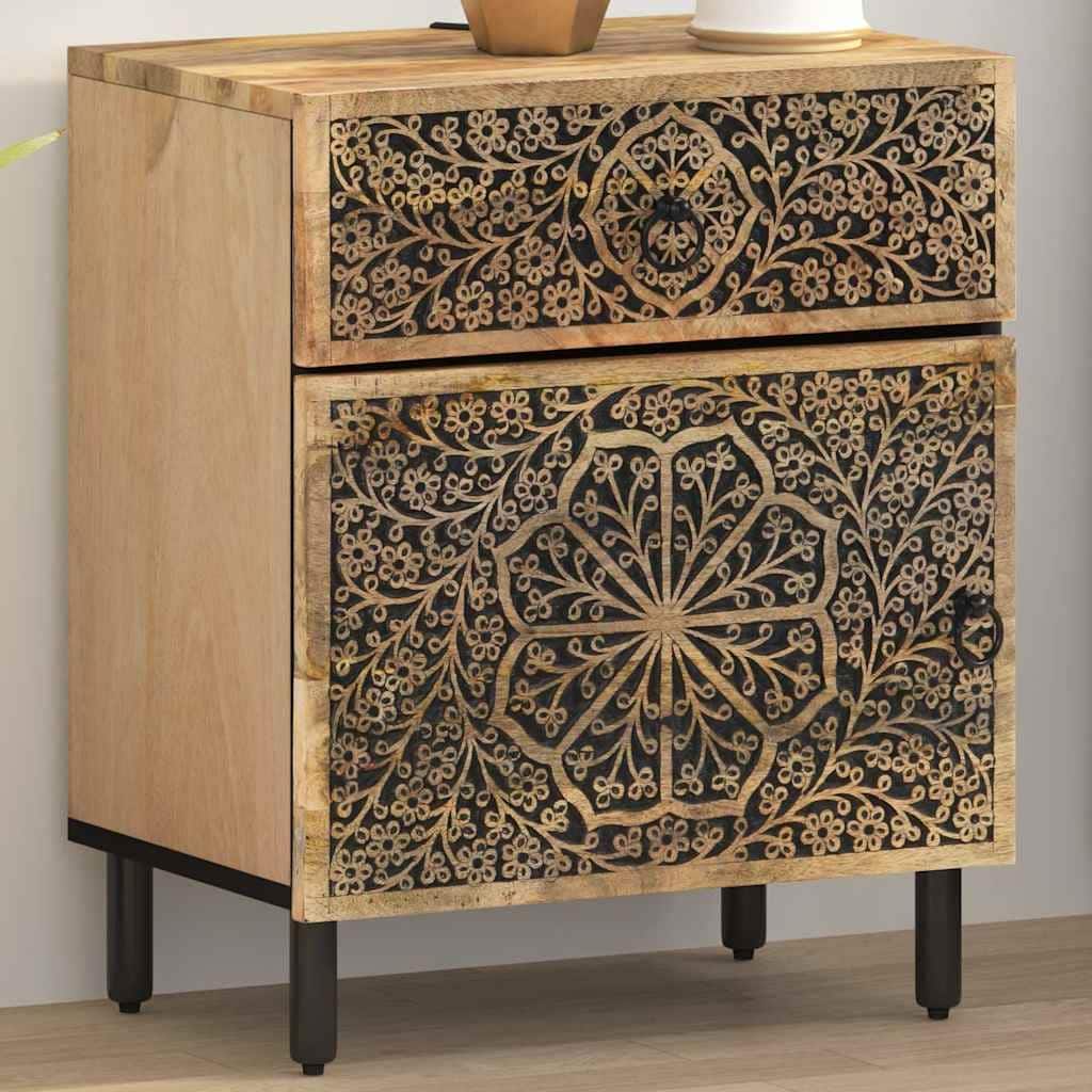 vidaXL Bedside Cabinet Natural wood Solid mango wood, engineered wood, iron - 13.0 x 19.7 x 23.6 in