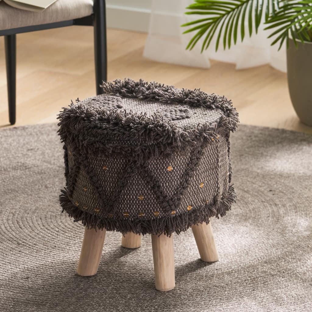 Roja Handcrafted Wool & Cotton 16 X 16 Foot Stool