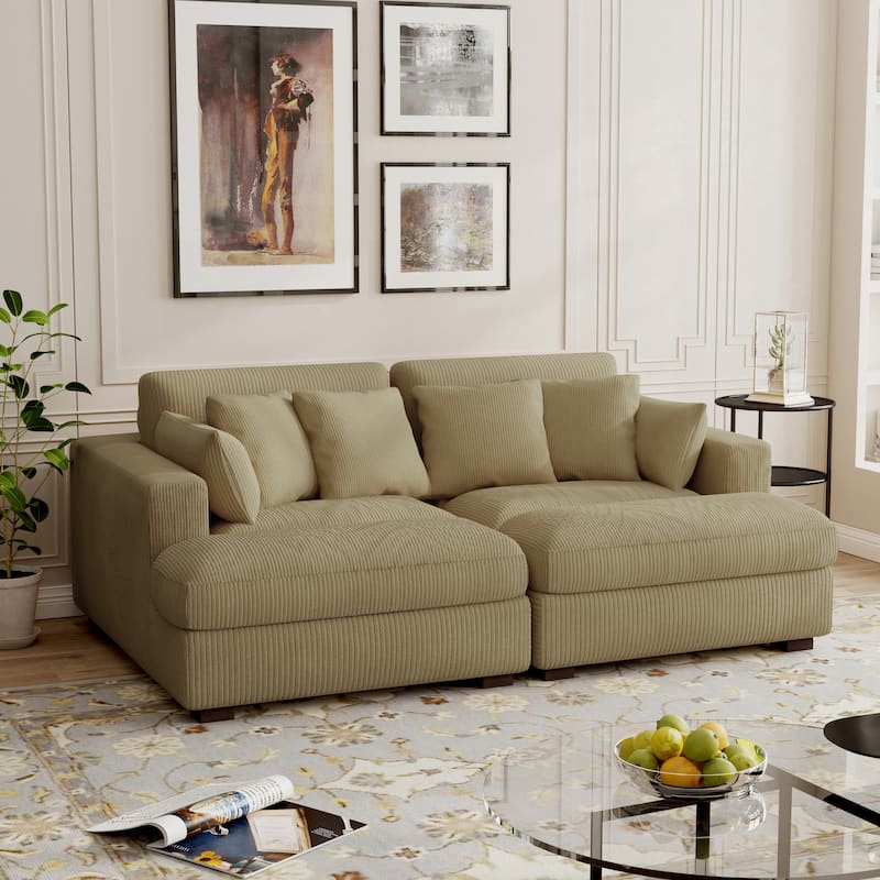 Modern Corduroy Modular Sectional Sofa Chaise Couch Bed