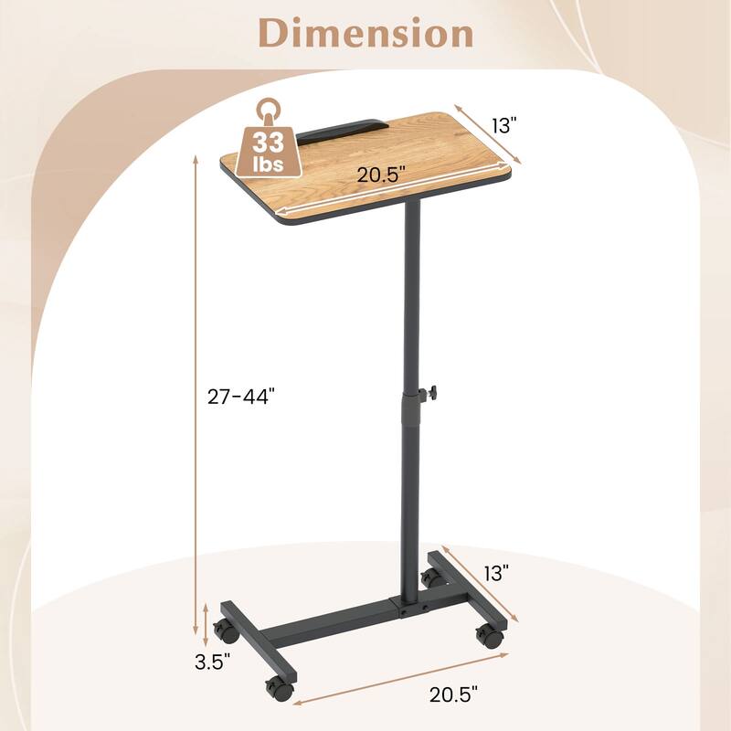 Gymax C-Shaped End Table Height Adjustable Side Table w/ Tilting Top - See Details