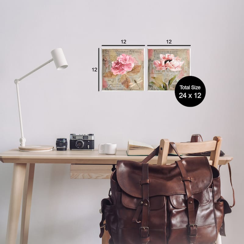 Stupell Vintage Collage French Florals Wall Plaque Art Design By Sasha (Set of 2)