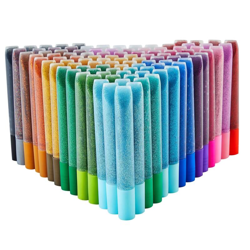 Bright Creations 100 Pack Glitter Glue Pens for Crafts, 0.35 Oz Rainbow Glue Stick Set, 20 Colors