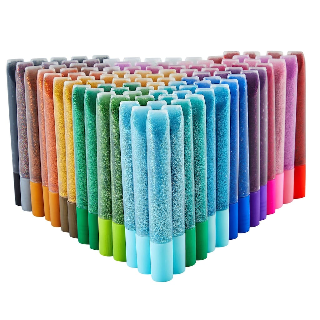 Bright Creations 100 Pack Glitter Glue Pens for Crafts, 0.35 Oz Rainbow Glue Stick Set, 20 Colors