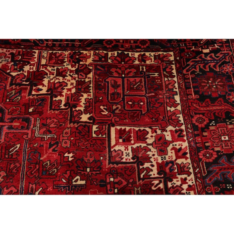 Hand Knotted Heriz Rust, Rose 100% Wool Traditional Oriental Area Rug - 9' 10'' x 13' 8''