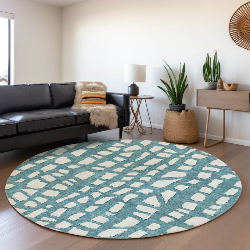 Machine Washable Indoor/ Outdoor Chantille Modern Abstract Rug