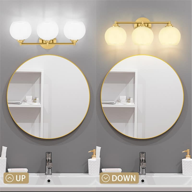 3 Light Bathroom Vanity Light Gold Modern Wall Sconce Mirror Light Fixture with Clear Glass