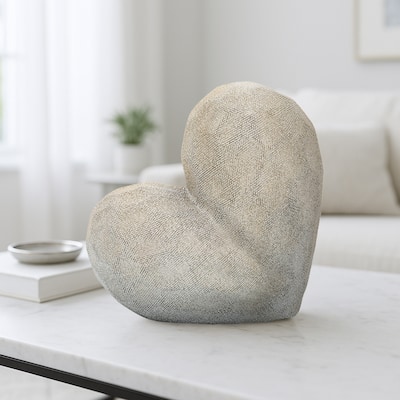 Modern Stone Ceramic Geometric Heart Sculpture