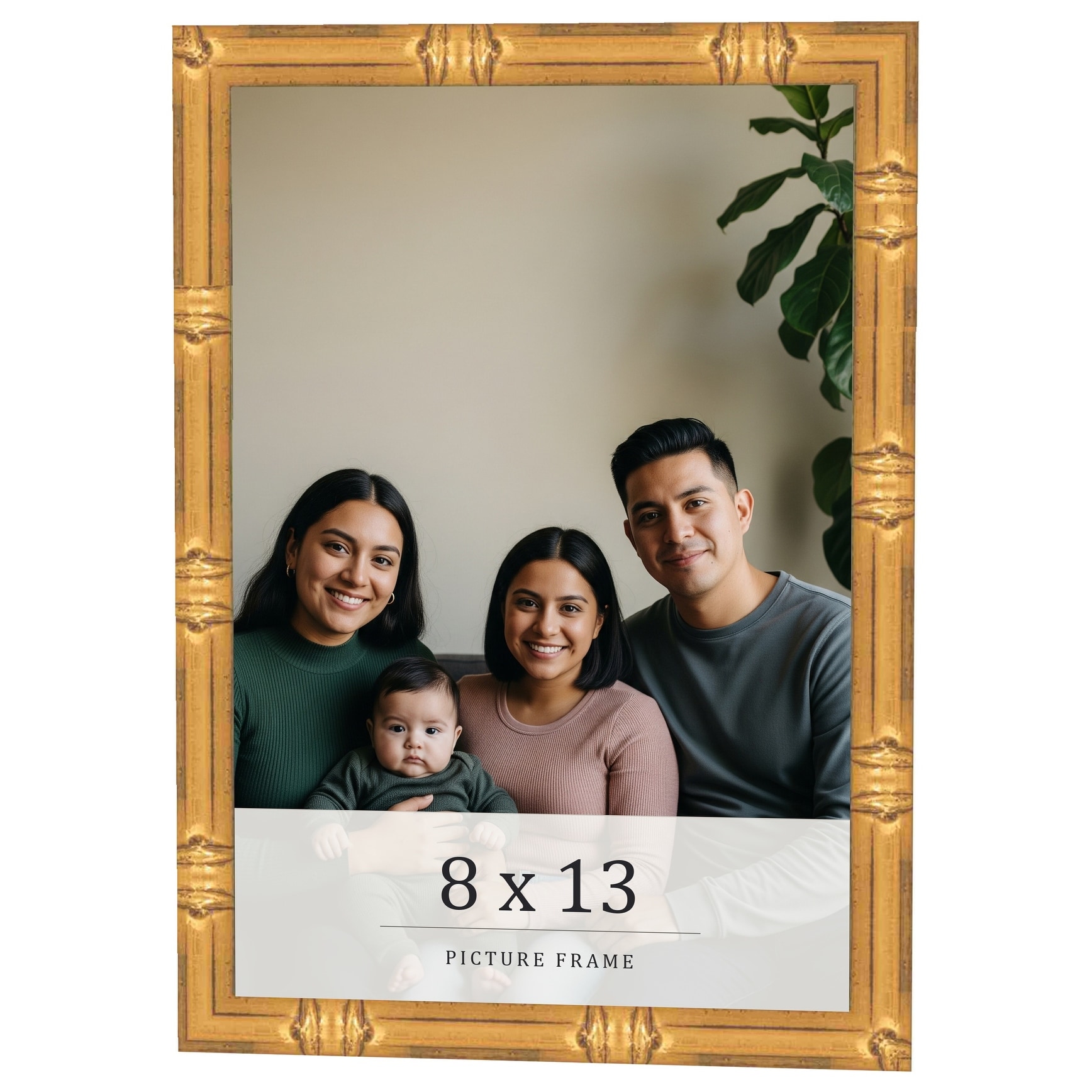 8x13 Frame Gold Bamboo Solid Wood Picture Frame | 1 Inch Moulding