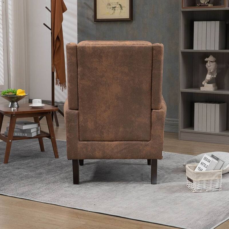 Transitional Wingback Accent Chair Armchair with Sturdy Wood Legs