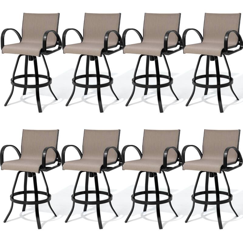 30''H Pellebant Outdoor Patio All-Aluminum Premium Swivel Bar Stools with Sunbrella Fabric - AUGUSTINEASHE-8PC