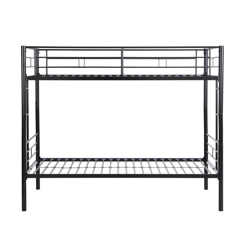 Black Twin over Twin Size Metal Bunk Bed with Ladder