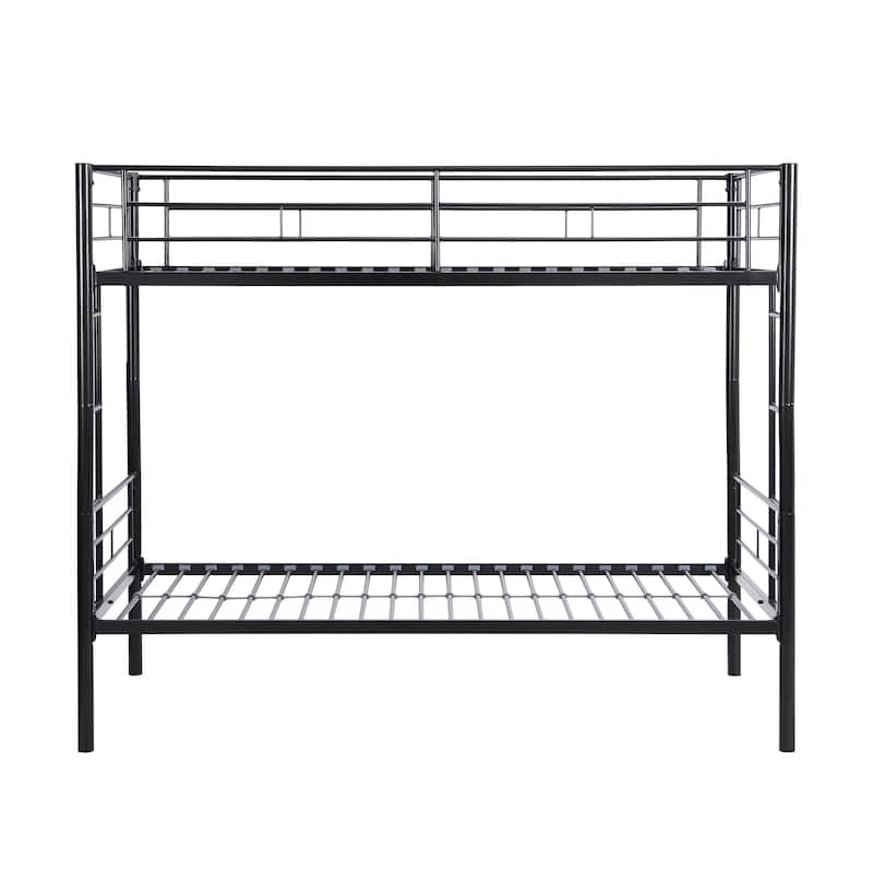 Full Over Full Metal Bunk Bed with Trundle, No Box Spring Required, Easy Assembly, Sturdy Steel Frame