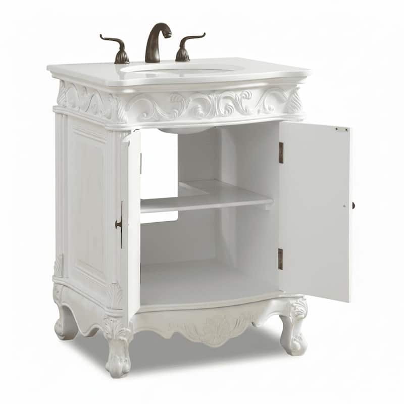 27" Benton Collection Hayman Victorian White Bathroom Vanity