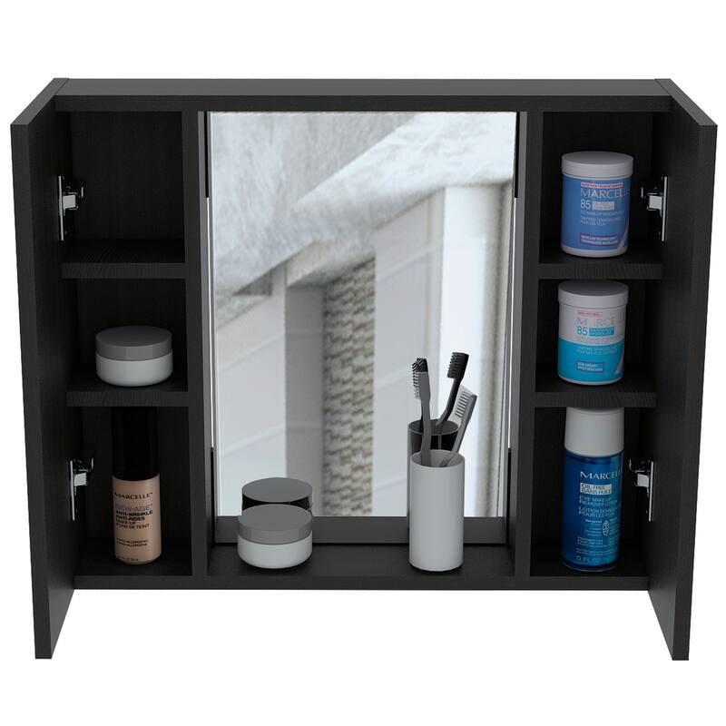 Medicine Cabinet, Double Door, Mirror, One External Shelf