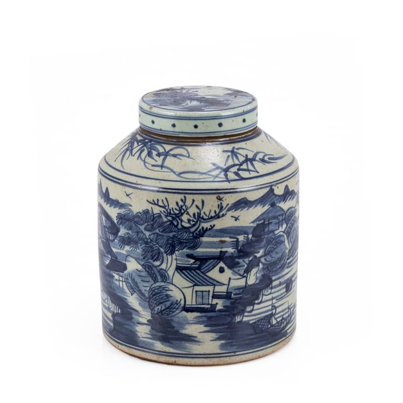Dynasty Tea Jar Landscape Motif Small