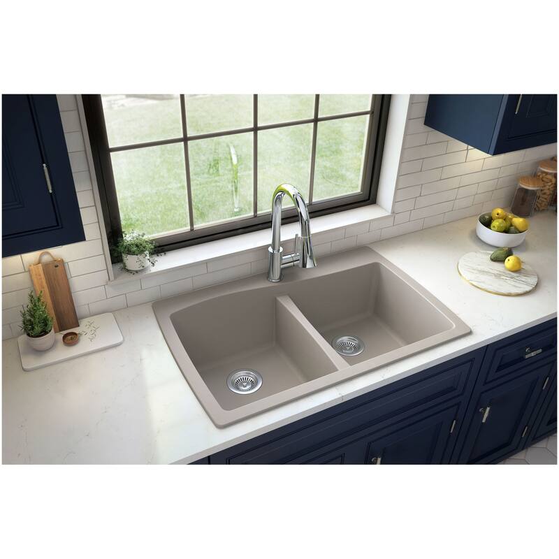 Karran USA QT-720 Quartz QT 34" Drop In Double Basin Quartz Composite