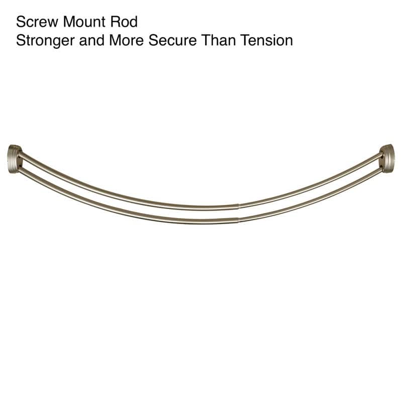 Utopia Alley Rustproof Wall Mounted Aluminum Double Curved Shower Curtain Rod, Screw Mount Rod, Adjustable Rod from 45" to 72" - Nickel