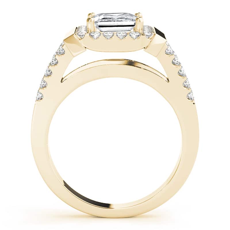 Auriya 14k Yellow Gold Lab Grown Princess Diamond Halo Engagement Ring 0.50 to 5.00 ct. tw. (F-G VS)