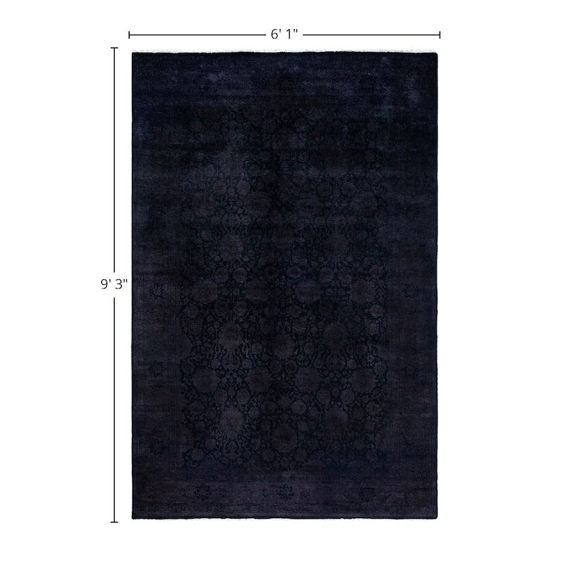 Fine Vibrance One-of-a-Kind Hand-Knotted Area Rug - Black, 6' 1" x 9' 3" - 6' 1" x 9' 3"