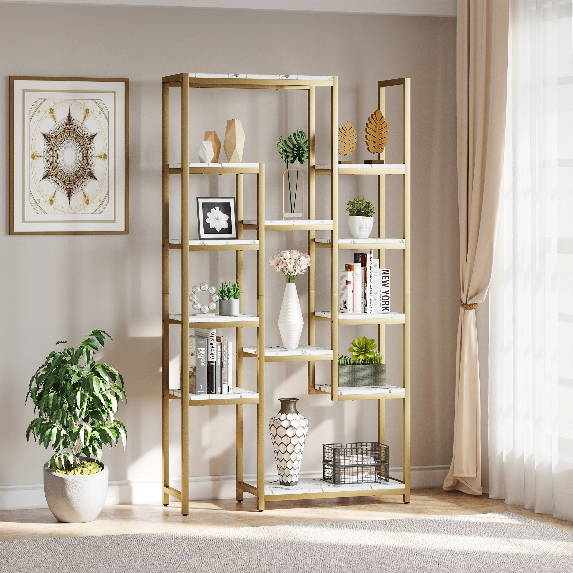 Tribesigns deals gold bookcase