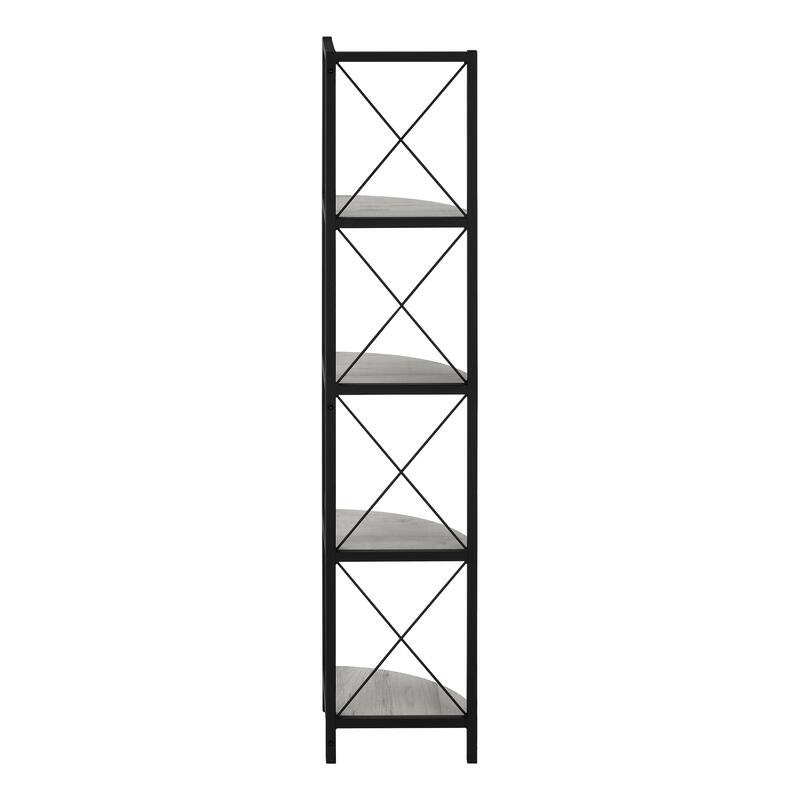 Bookshelf, Bookcase, Etagere, Corner, 4 Tier, 60"h, Office, Bedroom, Laminate, Metal, Contemporary, Modern