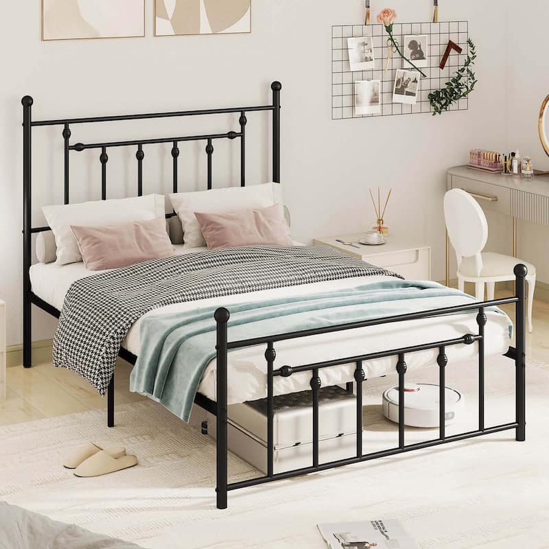 Costway Twin/Full/Queen Size Metal Bed Frame with Headboard Under-bed - Full
