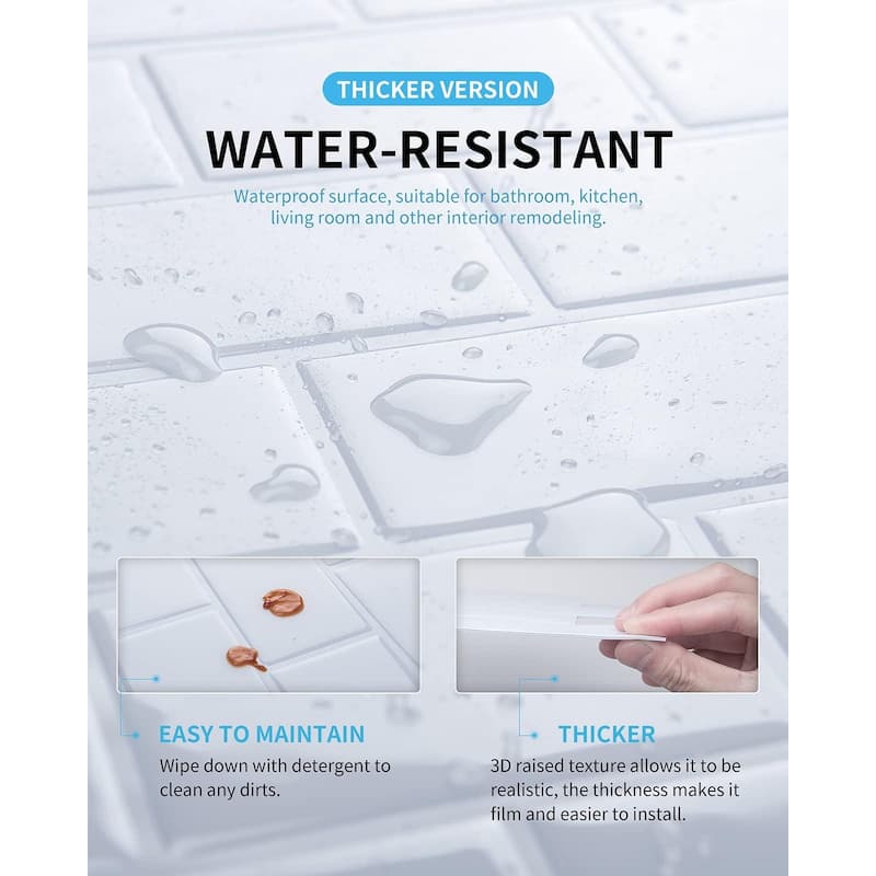 Art3d Subway Tiles Peel and Stick Backsplash, Stick on Tiles Kitchen Backsplash (10 Tiles, Thicker Version)