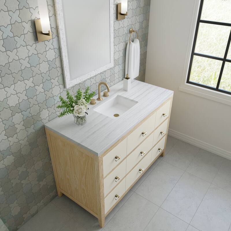 James Martin Vanities Celeste 48" Single Vanity, Sunwashed Oak with Embossed Shagreen