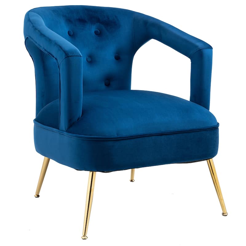 Velvet Upholstered Tufted Livng Room Leisure Chair With Golden feet