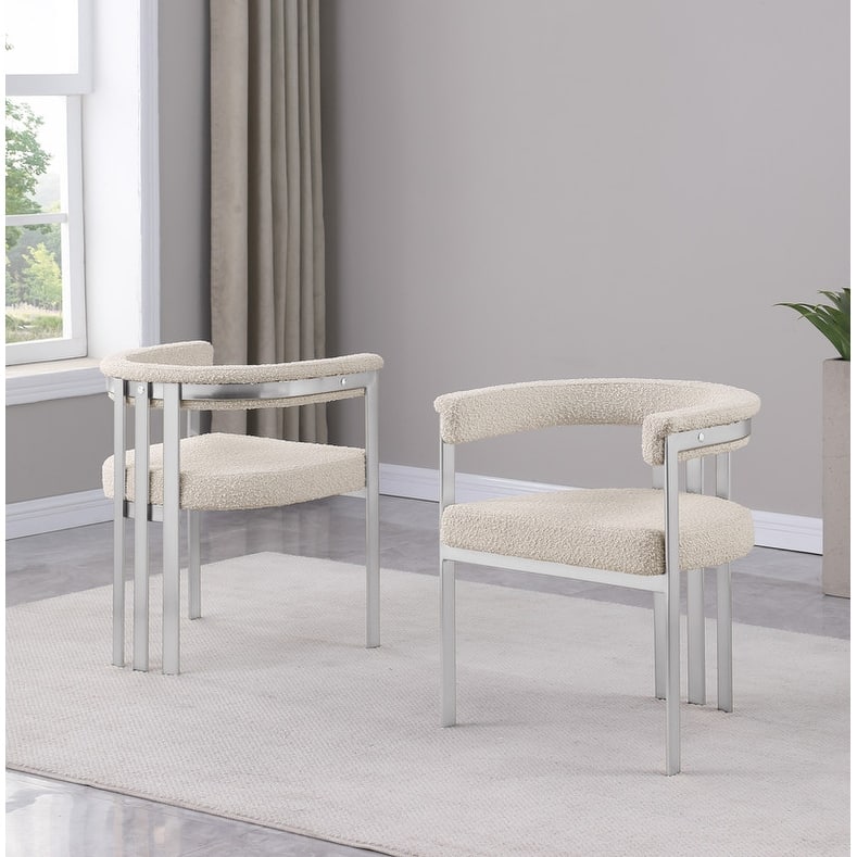 Best Quality Furniture Matte Brushed Chrome Dining Chairs (Set of 2) - N/A - Cream-Chairs
