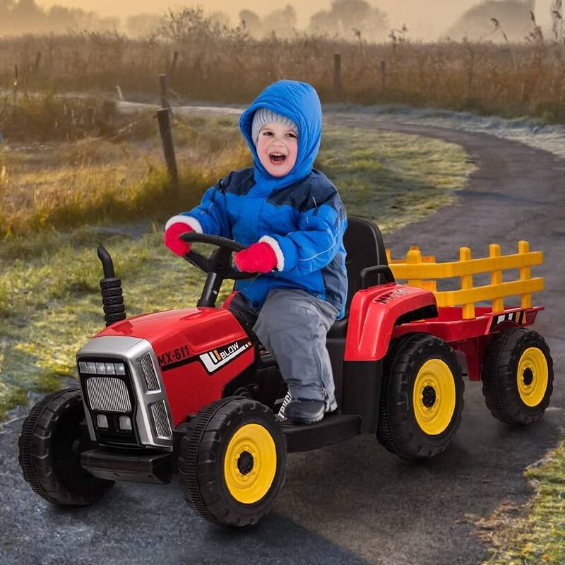 Kids Battery Powered Electric Tractor with Parent Remote Control & Trailer