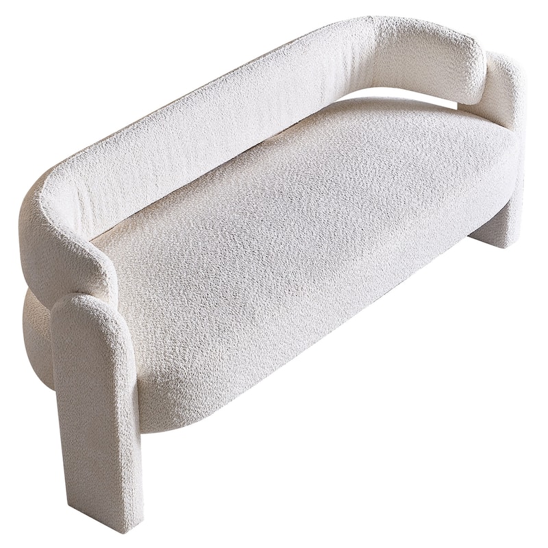 Stylish Boucle Sofa with High-Density Foam & Easy Assembly - 700 lbs Capacity