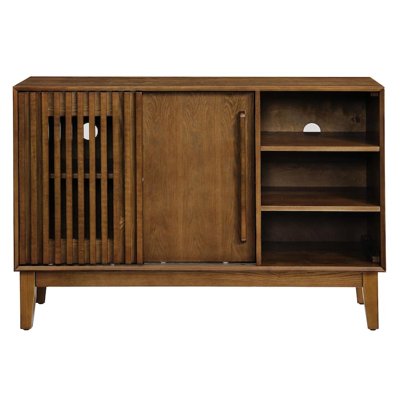 47" Farmhouse Sideboard - Fluted Cabinet with Solid Wood Feet