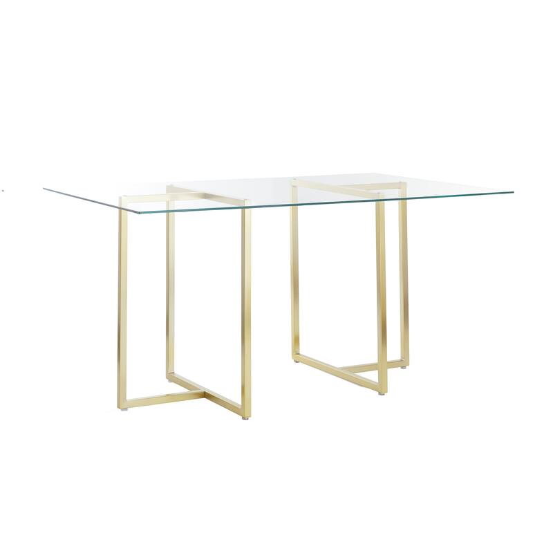 Legend 29x48-Inch Rectangular Dining Table with Steel Base in Gold
