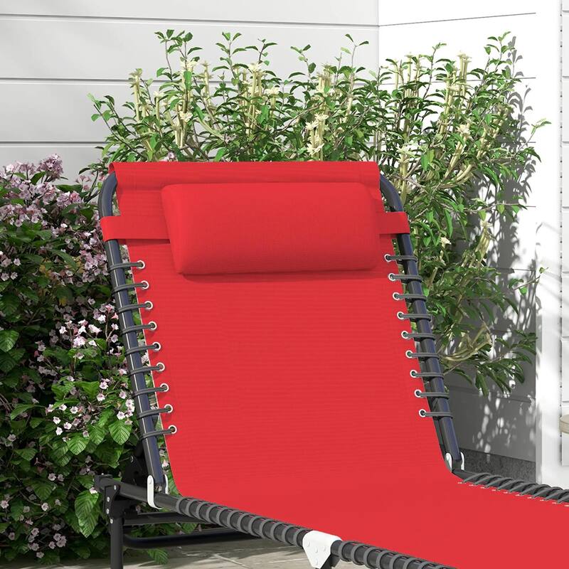 Foldable Chaise Lounge,4-Pos Recline,Trifold Portable,Breathable Mesh