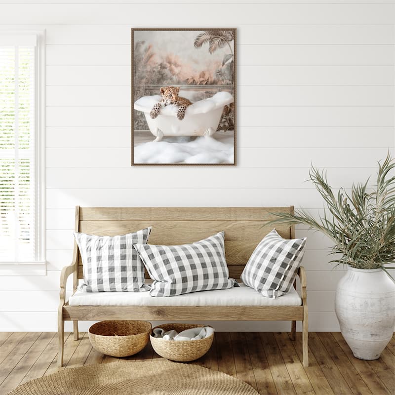 Leopard Bubble Delight by Niky Rahner Framed Canvas Wall Art