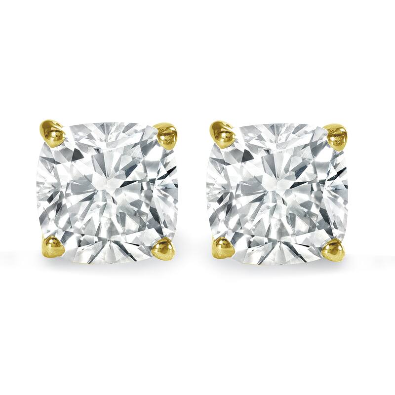 Auriya Natural Cushion 4-Prong Diamond Stud Earrings 1.00 to 3.00 ct. tw. Push-Back (H-I SI)