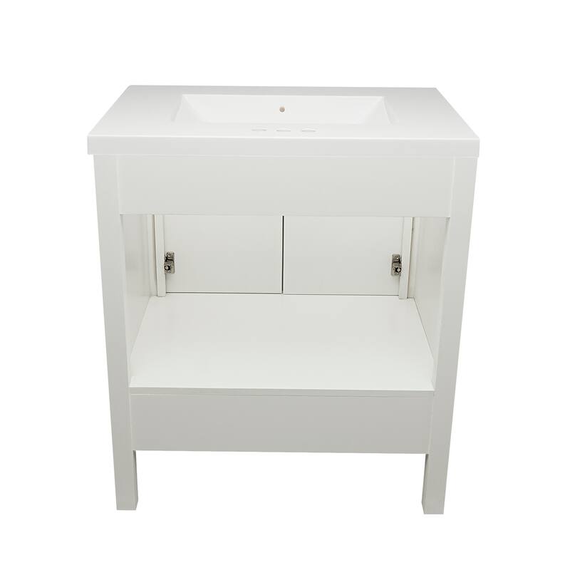 Nevado 37" Bathroom Vanity with Cultured Marble Vanity Top Sink in White with White Basin