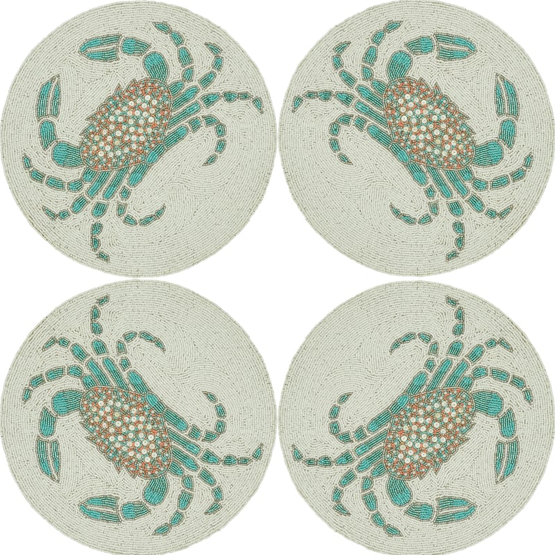 Crab Beaded Design Table Placemats (Set of 4) - 15"