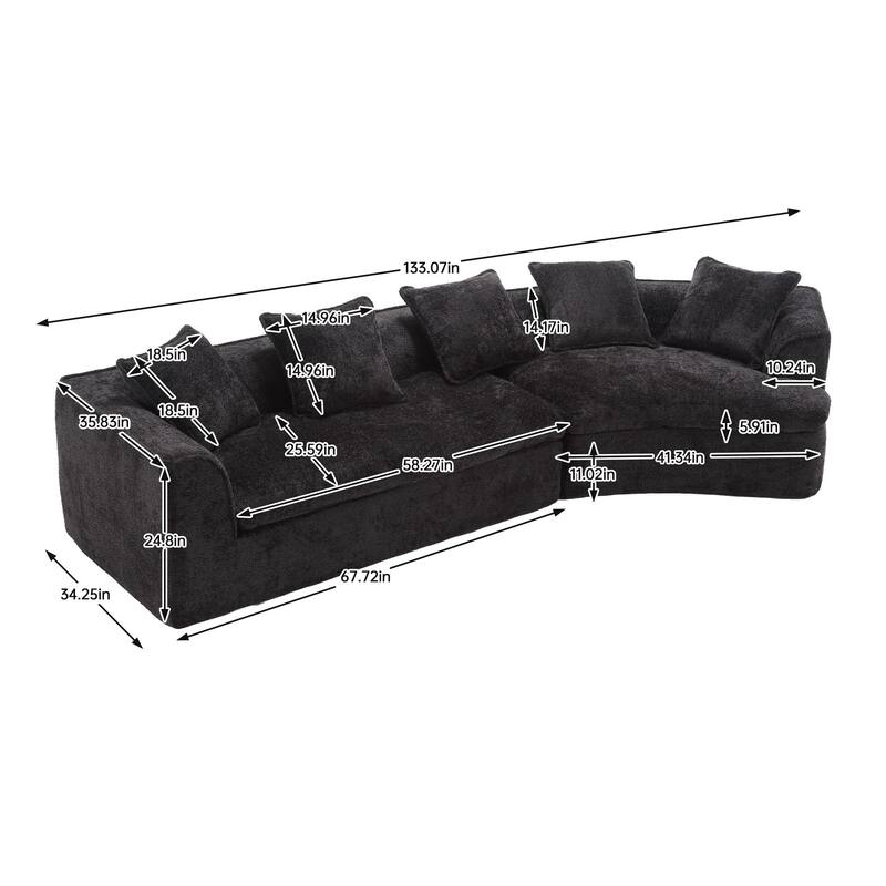 Modern Boucle 3-Seater Sofa with Double Seat and Corner Design, Oversized and Comfortable for Living Room or Office.