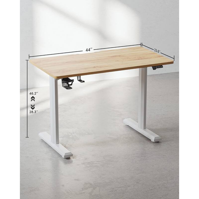 FEZIBO Height Adjustable Electric Standing Desk, Stand up Table, Sit Stand Home Office Desk with Splice Board