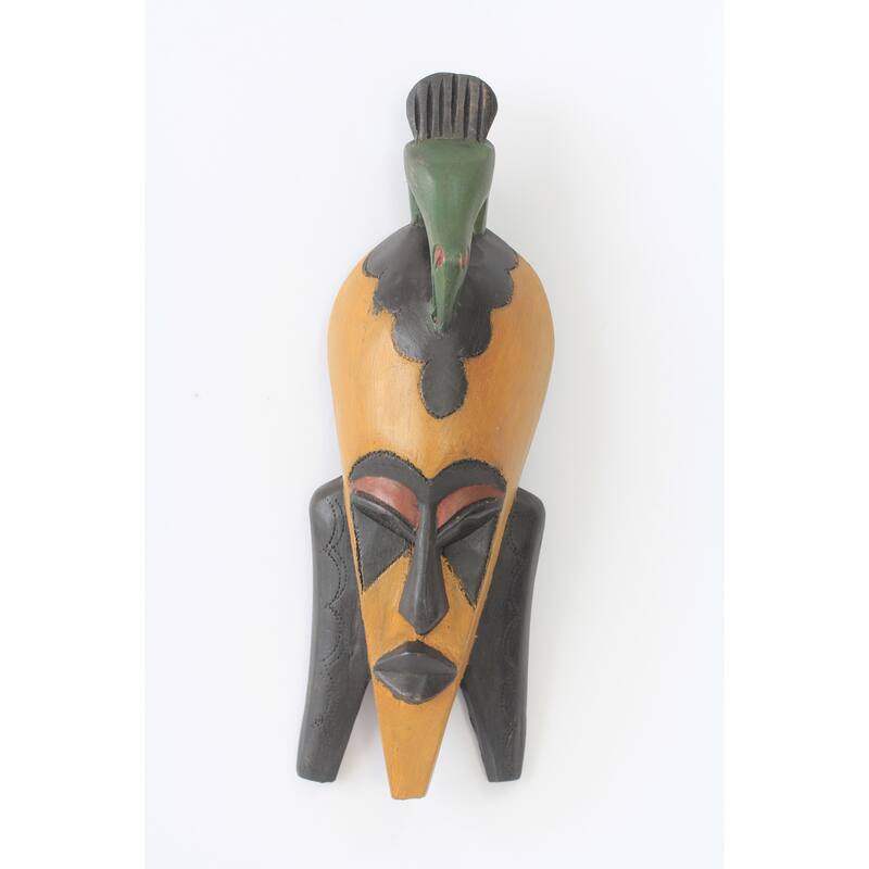 Novica Handmade Bird Man African Mask - Yellow