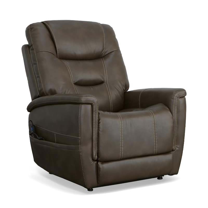 Shaw Driftwood Power Lift Recliner with Power Headrest & Lumbar by Flexsteel - Brown