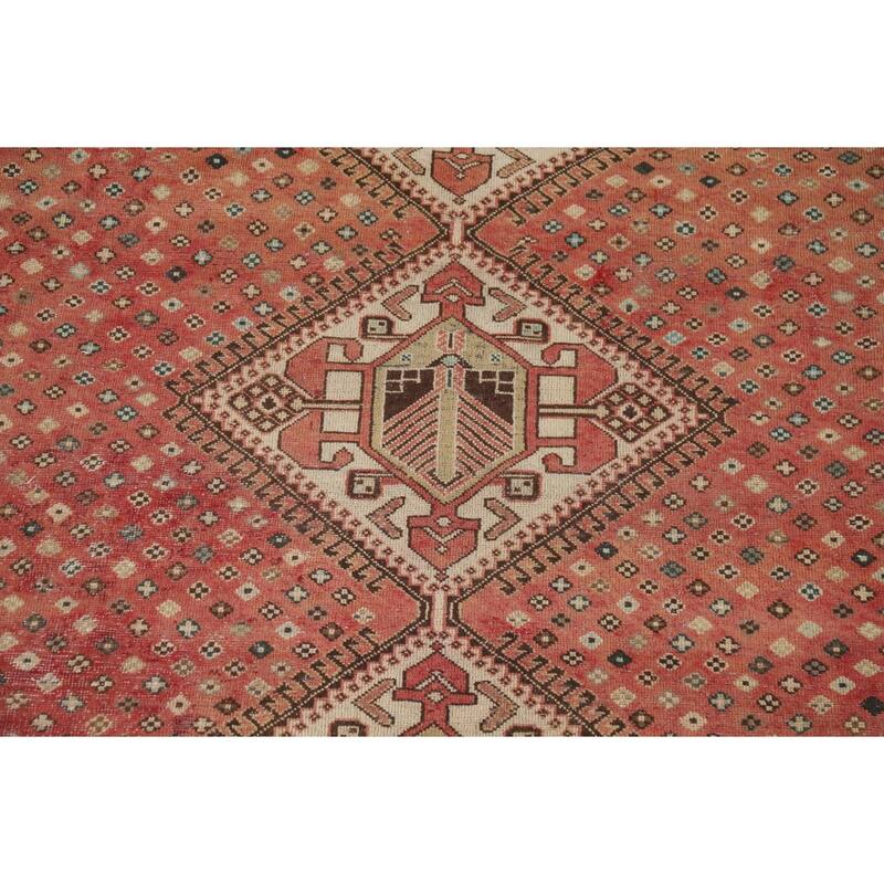 Pink Bakhtiari Vintage Persian Area Rug Hand-Knotted Wool Carpet - 7'2" x 9'11"
