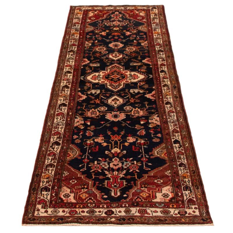 ECARPETGALLERY Hand-knotted Andelz Dark Navy Wool Rug - 3'1 x 9'4