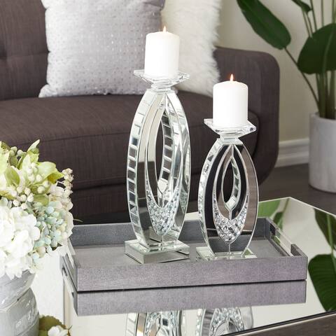 Clear MDF Glam Candle Holder (Set of 2) - 6 x 4 x 17