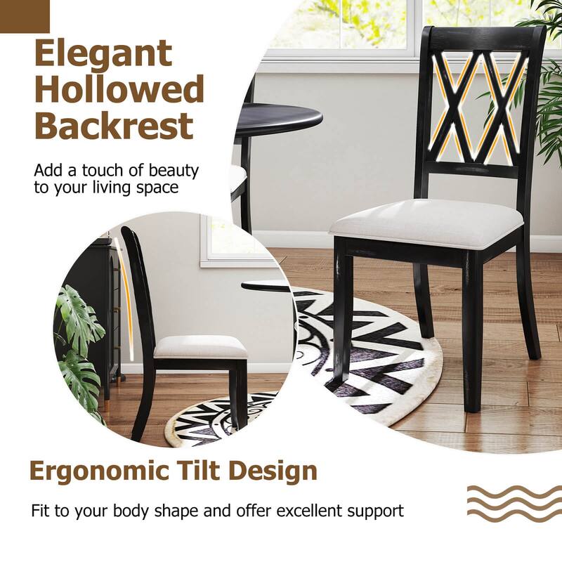Costway 2/4 PCS Farmhouse Dining Chairs Modern Kitchen Chairs with