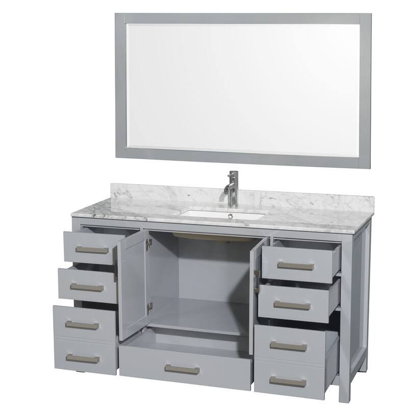 Wyndham Collection Sheffield Single Vanity Set, 58-inch Mirror